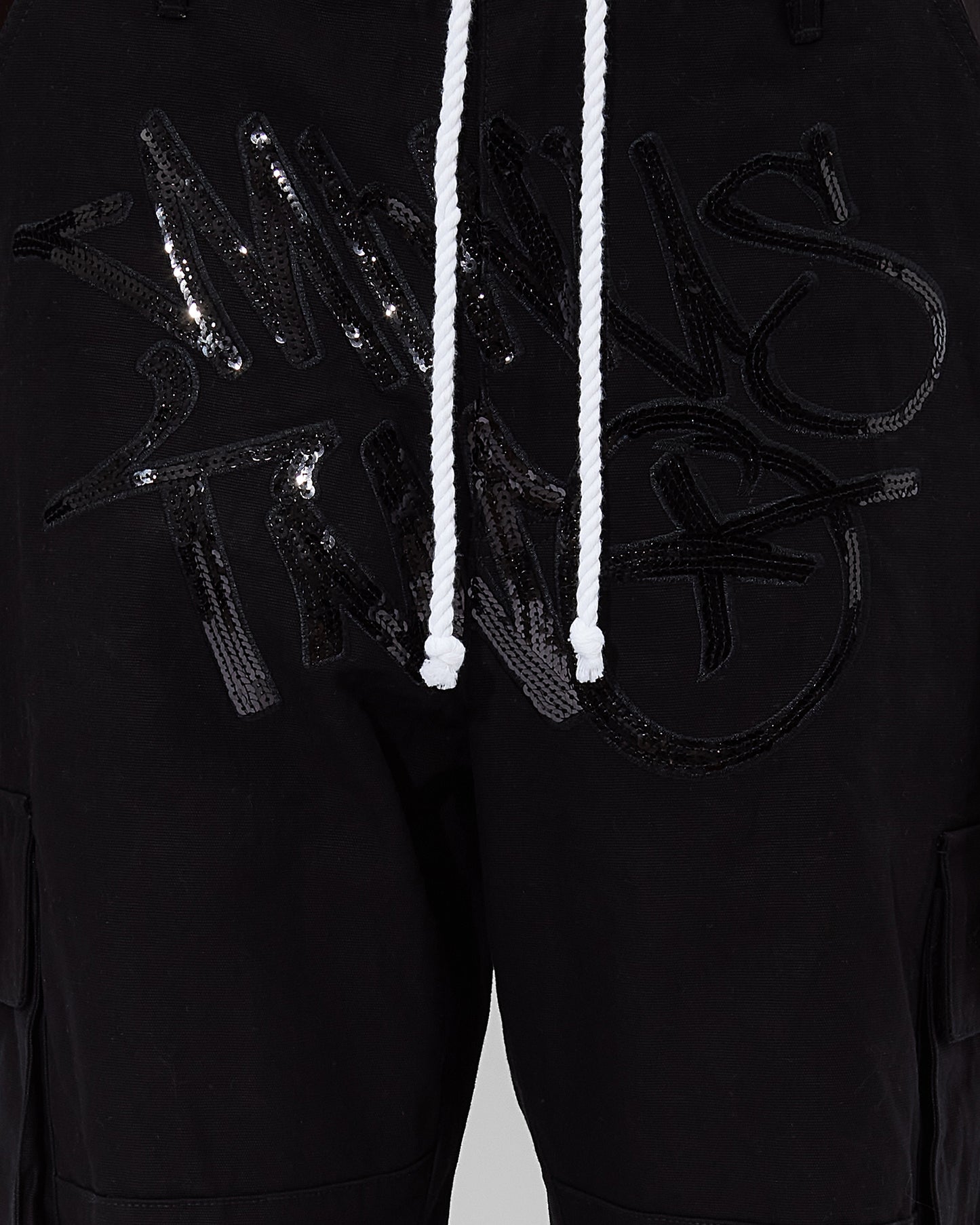 Black Graff Cargos (Black Sequin Logo)