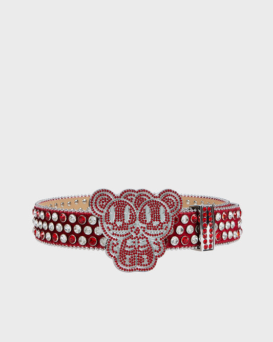 Teddy Mascot Rhinestone Belt (Red)