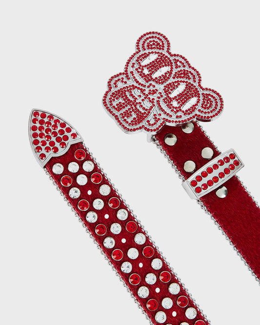 Teddy Mascot Rhinestone Belt (Red)