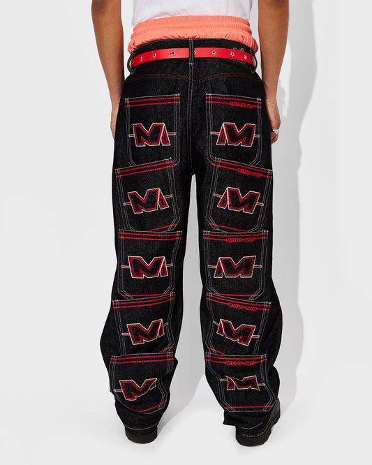 Men's Multi Pocket Jeans Red Stitch 