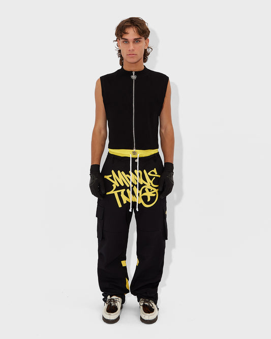 Yellow Logo Black Cargos