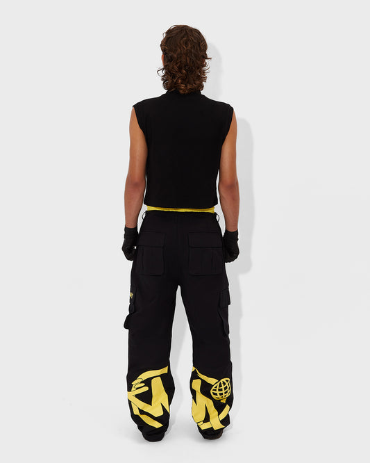 Yellow Logo Black Cargos