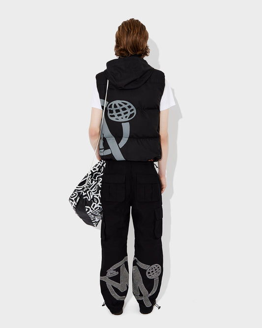 Black Graff Cargos (Grey Rhinestone Logo)