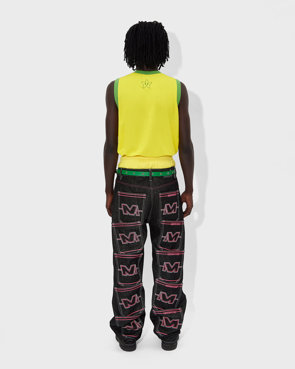 Multi Pocket Jeans Pink Stitch