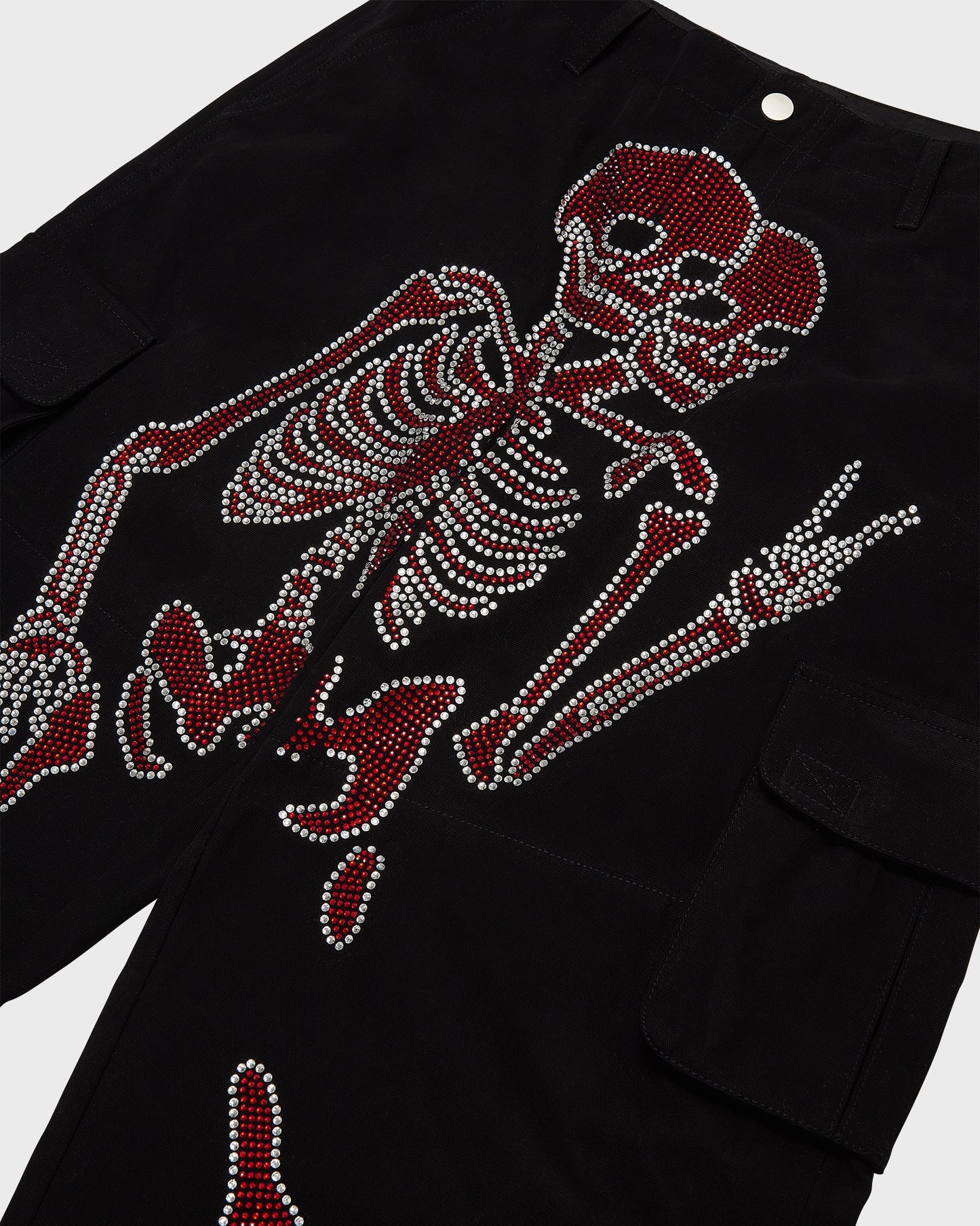 Black Skeleton Cargos (Red Rhinestone Logo)